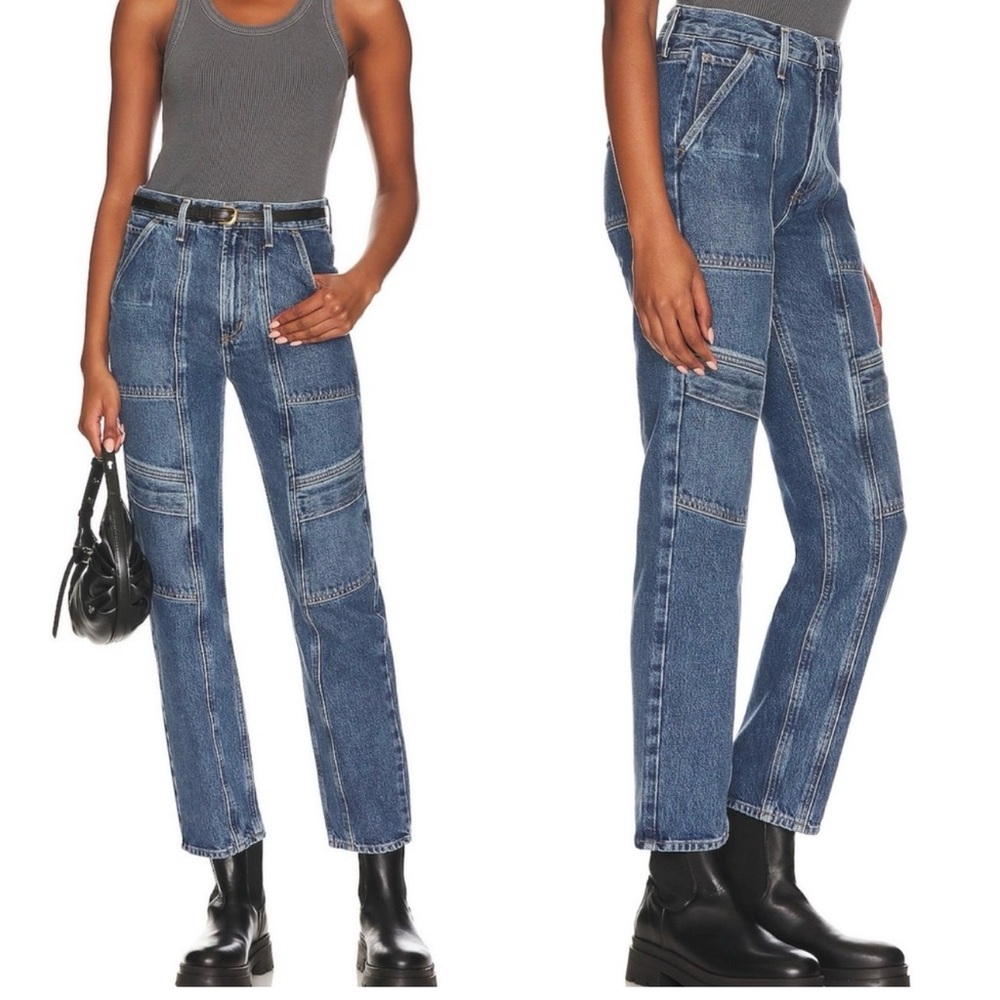 Agolde Cooper Cargo‎ Jeans Blue Denim Womens Size 27 Regenerative Cotton